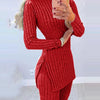 Fall Winter Knitted 2 Piece Suits Women Long Sleeve Ribbed Slit Long Top and High Waist Pencil Pants Set Fashion Outfit