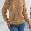 Autumn and Winter Casual Solid Color O-Neck Hollow Out Long Sleeved Pullover Sweater