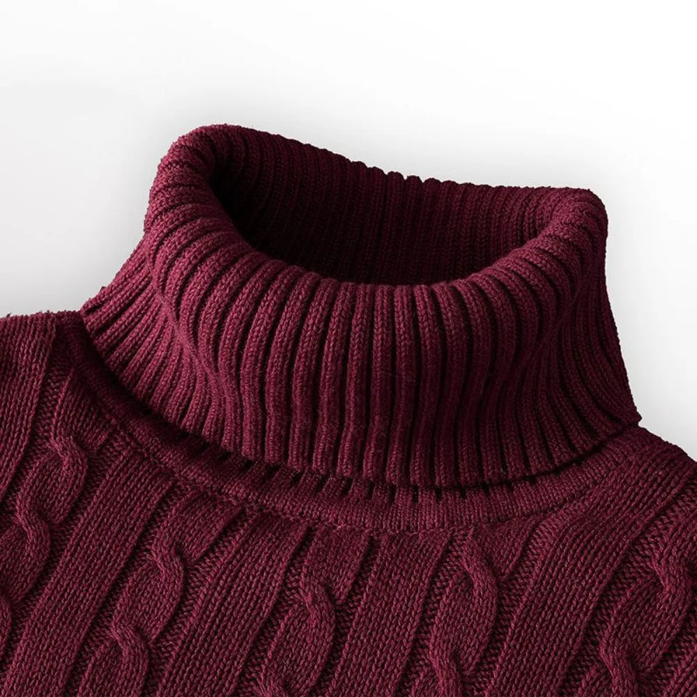 New Men's Turtleneck Sweater Solid Color High Neck Pullover Knitted Sweaters Casual Elastic Sweatwear Mens Fall Winter