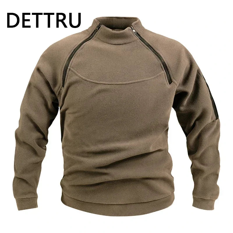 Outdoor Men's TacticalFleece Jacket Clothes Warm Zippers Pullover Men Windproof Coat Thermal Hiking Sweatshirt