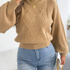 Women's Solid Color Round Neck Lantern Long Sleeve Knitted Sweaters for 2025 Autumn Winter Clothes Yellow Red Khaki