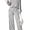2piece Woman Outfit 3xl 4xl 5xl Female Clothing Spring Ribbed Knit Top and Trouser Plus Size Elegant Sets