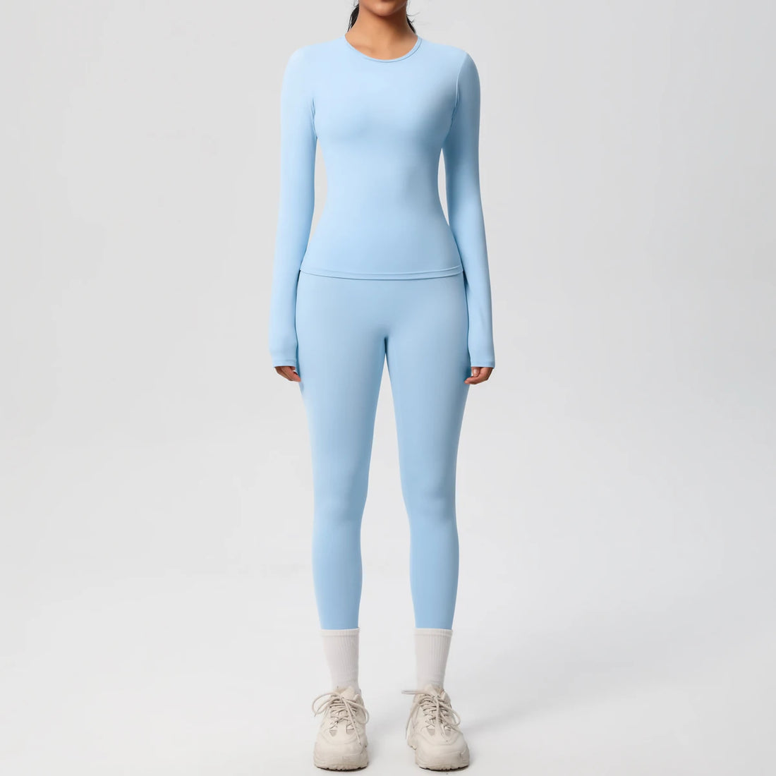 2 PCS Sportswear Yoga Set Gym Clothes Yoga Suits For Women Fitness Set Tracksuits Sports Long Sleeve Crop Top Gym Leggings