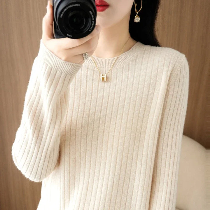 Women Sweaters Autumn Winter Long Sleeve Pullovers O-neck Stripe Warm Pullover Korean Fashion Bottoming Shirts Loose Jumper