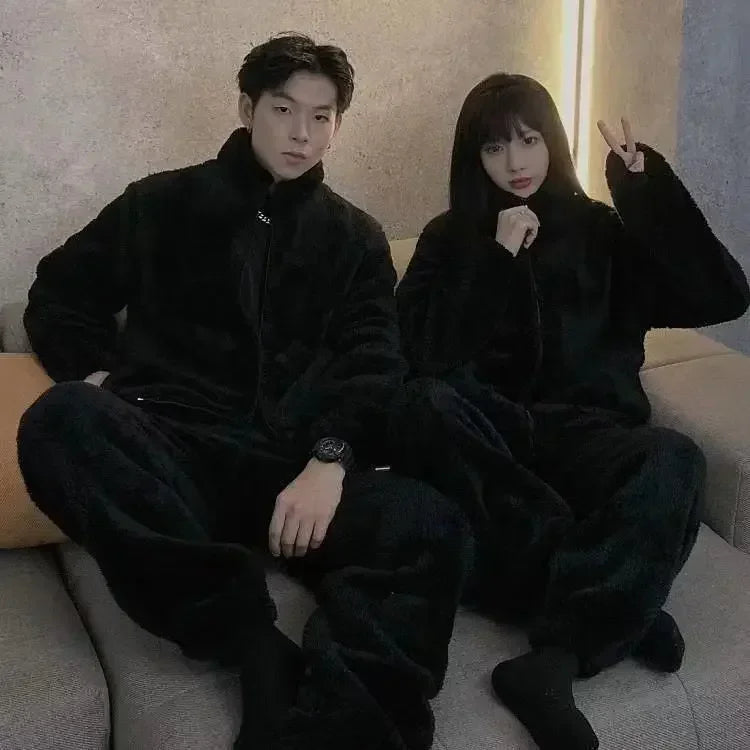 Winter Pajamas Women Coral Fleece Homewear Suit Couple Long Pijama Men Thickened Velvet Warm Soft Comfortable Pajamas Set