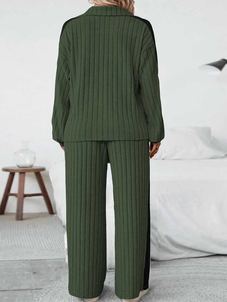 2piece Woman Outfit 3xl 4xl 5xl Female Clothing Spring Ribbed Knit Top and Trouser Plus Size Elegant Sets