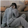 Winter Pajamas Women Coral Fleece Homewear Suit Couple Long Pijama Men Thickened Velvet Warm Soft Comfortable Pajamas Set