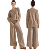 Women 2 Piece Outfits Sweater Sets Long Sleeve Knitted Pullover Tops And Wide Leg Pants Autumn Winter Loose Tracksuit Sweatsuit
