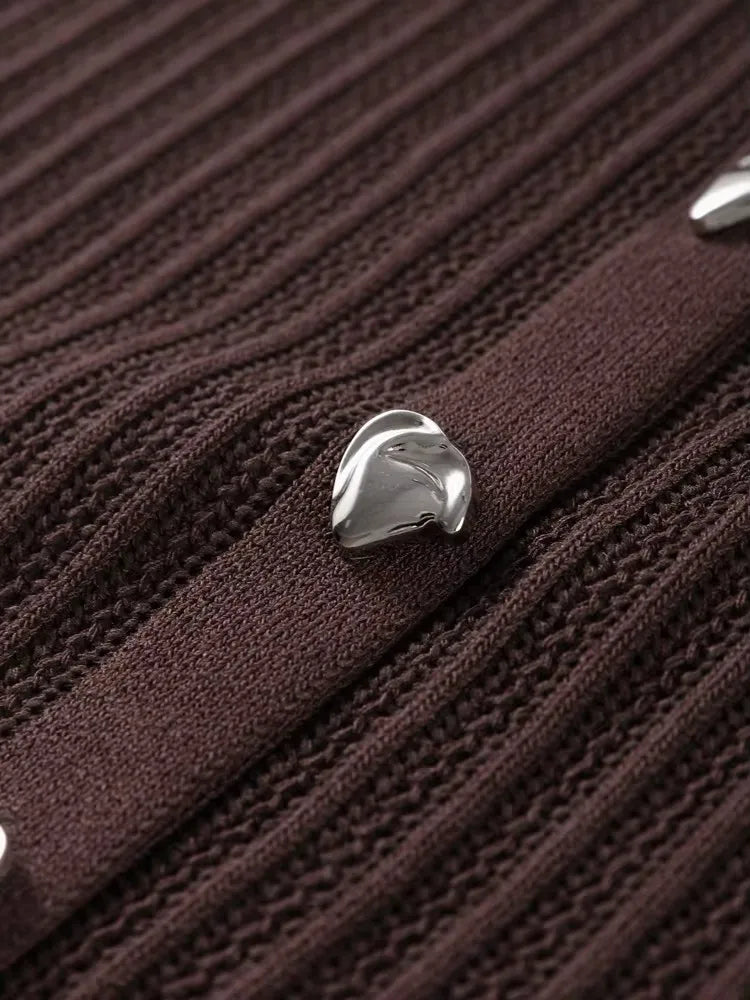 Knitted Pants Set Women Solid Turn Down Collar Half Sleeve Tops Elastic Waist Straight Trousers Spring Chic Lady Outfits