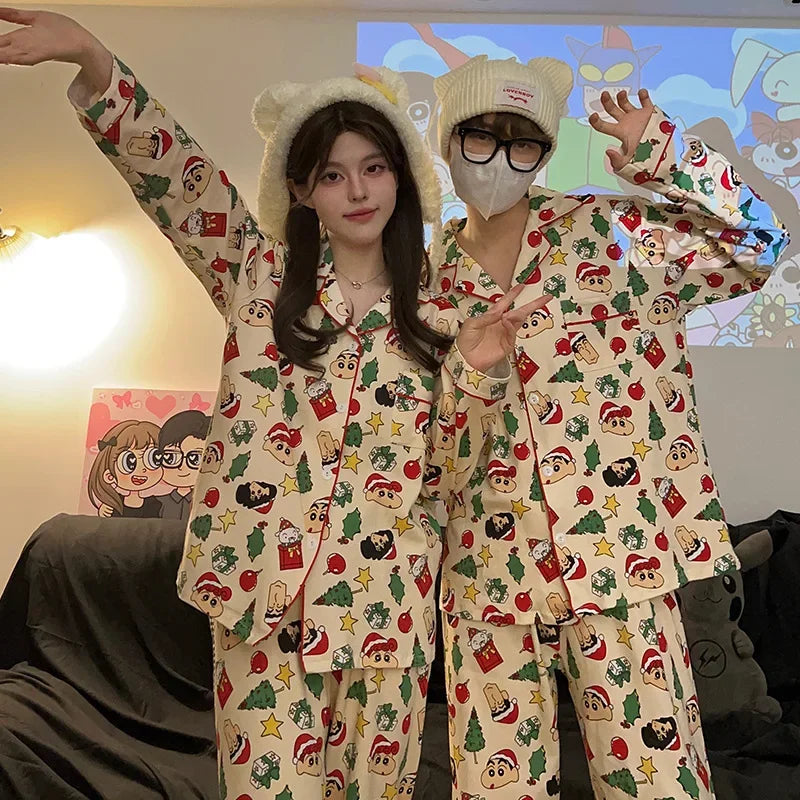 2 Sets of Couple Models Korean Ins Peter Rabbit Couple Pajamas Female Cotton Long-sleeved Men's Striped Two-piece Homewear