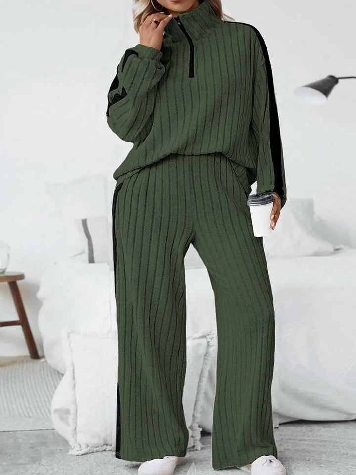 2piece Woman Outfit 3xl 4xl 5xl Female Clothing Spring Ribbed Knit Top and Trouser Plus Size Elegant Sets