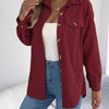 Autumn and Winter Casual Single Breasted Pocket Solid Color Long Sleeved Corduroy Jacket Women Coats