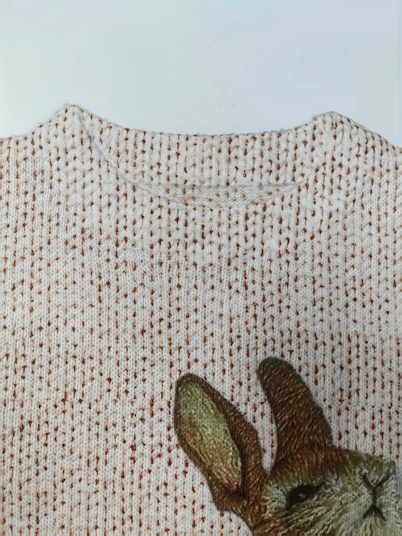 Ladies' autumn and winter printed round-neck long-sleeved knitted pullover - Animal print - suitable for daily casual wear