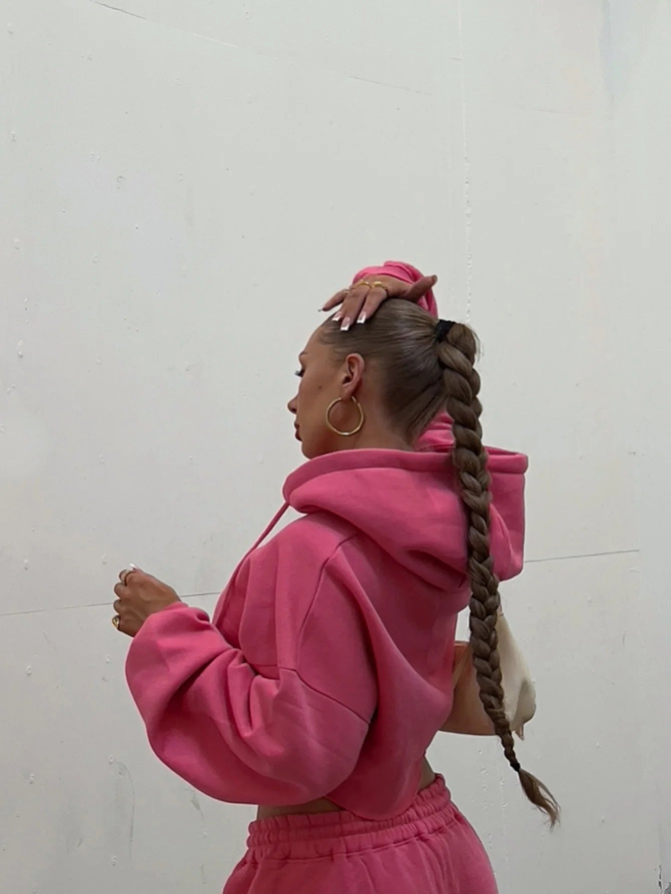 Women Hooded Zip-up Cropped Sweatshirt and Long Pants 2 Piece Sets Autumn Casual Hoodies Sweatpants Suit Tracksuits