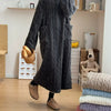 Winter Long Sleeve Double Pocket Flannel Nightgowns Women Loose Solid Sleepwear Jacquard Night Dress Thickened Warm Nightdress