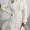 Autumn Winter Women Casual Solid Color Long Sleeve Knitted Sweater Dress Black White Blue Elegant Mini Dress