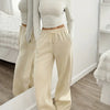 Women's Solid Color Wide Leg Pants Casual Drawstring Sweatpants with Pockets Jogging Loose Pants Relaxed Fit Style Autumn Winter