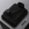 New Men's Turtleneck Sweater Solid Color High Neck Pullover Knitted Sweaters Casual Elastic Sweatwear Mens Fall Winter
