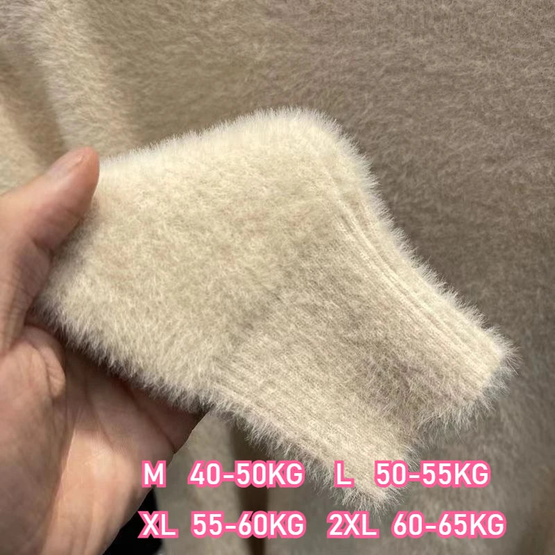 Women's Turtleneck Sweater Faux Mink Top for Women Solid Plush Thickened Warm Bottoming Shirts Basic Knitwear Thermal Pullovers