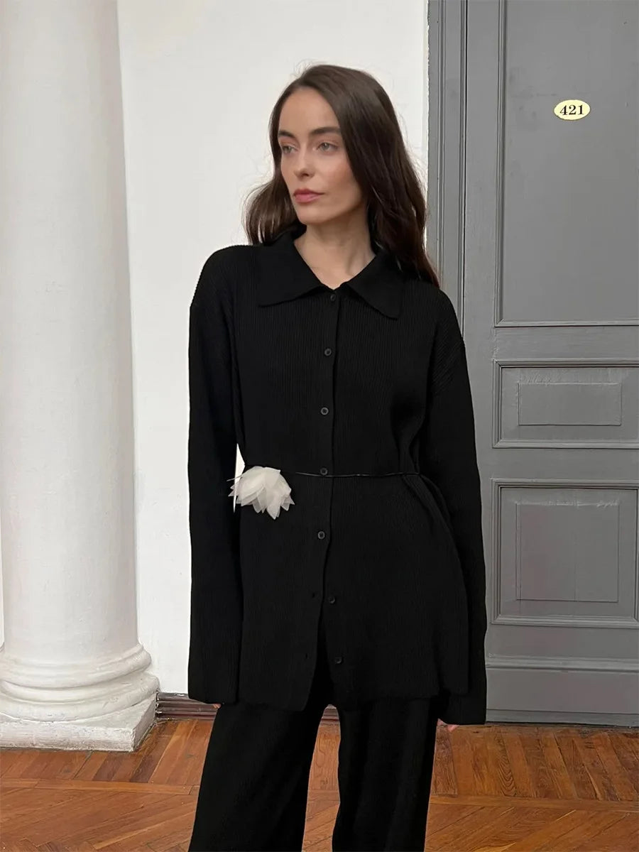 Bornladies Autumn Winter New Knit Cardigan Pants Set Loose Two Piece Casual Sweater Suit Women Thick Warm Soft Knitted Outfit