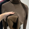 Thicken Velvet Turtleneck Sweater Women Korean Fashion Lined Warm Sueter Knitted Pullover Slim Top Winter Jersey Knitwear Jumper