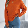 Women's Round Neck Twist Knitted Sweaters 2025 Fall Winter Casual Solid Color Lantern Long Sleeve Pullover Orange Woman Sweater
