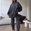 Bornladies Autumn Winter Women's New Turtleneck Knit Sweater Skinny Knit Pants Set Soft Oversized Ripped Hem Fashion Pullover