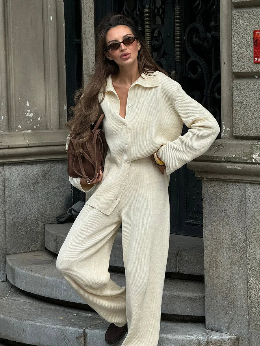 Bornladies Autumn Winter New Knit Cardigan Pants Set Loose Two Piece Casual Sweater Suit Women Thick Warm Soft Knitted Outfit