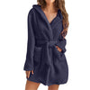 Winter Women Bath Robe Fluffy Plush Pyjamas Ladies Sexy Hooded Dressing Solid Color Gown Warm Bathrobe Female loungewear