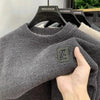 Men's Sweatercoat Autumn Winter O-Neck Knit Letter Plush Fleece Lined Warm Wool Pullover Sweater Men Bottoming Pullovers Jumper