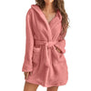 Winter Women Bath Robe Fluffy Plush Pyjamas Ladies Sexy Hooded Dressing Solid Color Gown Warm Bathrobe Female loungewear