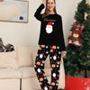 Merry Christmas Couple Pajamas - Long Sleeve Black Santa Print & Festive Pattern Pants Set