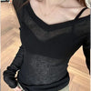 Women Long Sleeve T Shirt Thin Perspective Summer Solid Slim Casual Shirts Female Pullovers Basic Tee Y2k Clothes Streetwear Top
