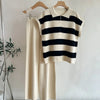 Summer Versatile Knitted Polo Neck Half Zip Sleeveless Top High Waist Wide Leg Pants Matching Set Polyester Fiber