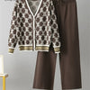 SINGREINY Autumn Two Piece Suits Women V Neck Basics Print Top+Elastic Long Pants Harajuku Casual Knit Sweater Warm Sets