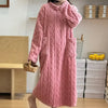 Winter Long Sleeve Double Pocket Flannel Nightgowns Women Loose Solid Sleepwear Jacquard Night Dress Thickened Warm Nightdress