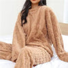 Soft Coral Velvet Jacquard Warm Pajama Set for Women Cozy Loungewear Outerwear for Winter Christmas Valentine's Day Gift 