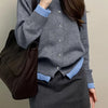 Autumn and Winter New Fashion Woman Sweater Gray Soft Knitted Sweater Top Casual and Versatile Button-up Cardigan Jacket