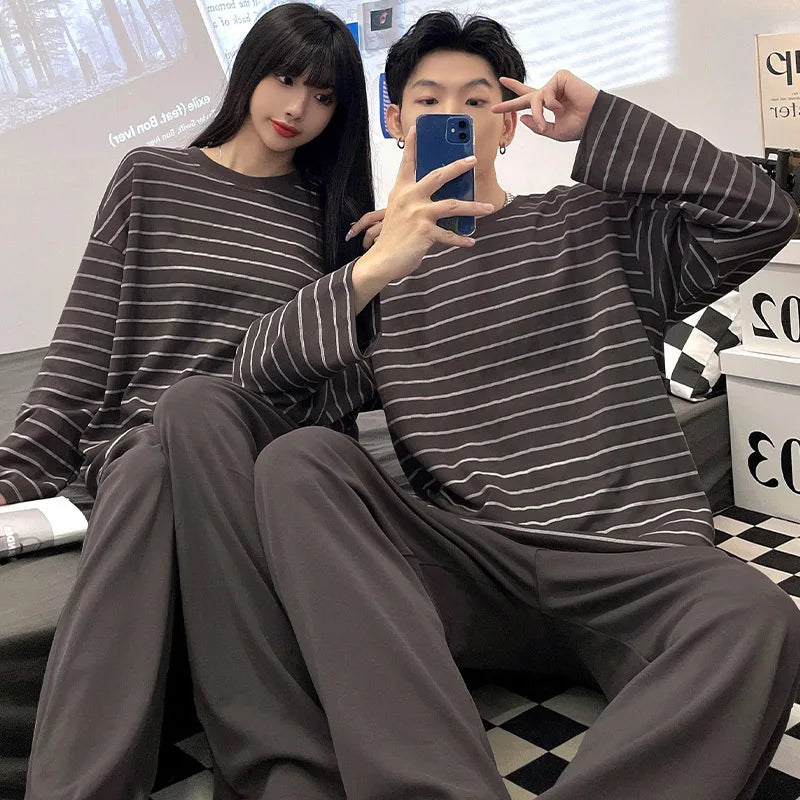 Cotton Couple Pajamas Sets for Women Men Plus Size Sleepwear Comfortable Homewear Autumn Spring Leisure Loungewear Pijamas