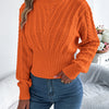 Women's Solid Color Twist Knitted Sweaters Autumn Winter Casual Mock Neck Waist Cinching Lantern Long Sleeve Valentine Tops