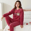 Thickened Warm Flannel Women Sleepwear Coral Velvet Pajamas Autumn Winter Cute Cartoon Bear Padded Two Sets Nightwear Casual