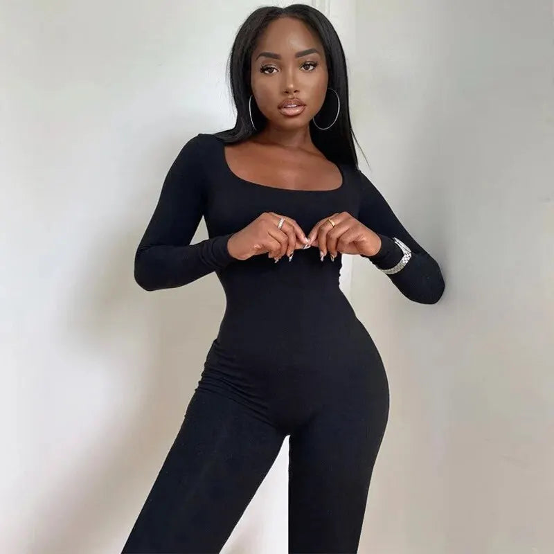 Dulzura Women Autumn Winter Long Sleeve Bodycon Streetwear Jumpsuit Overall One Piece Outfit Wholesale Items for Business