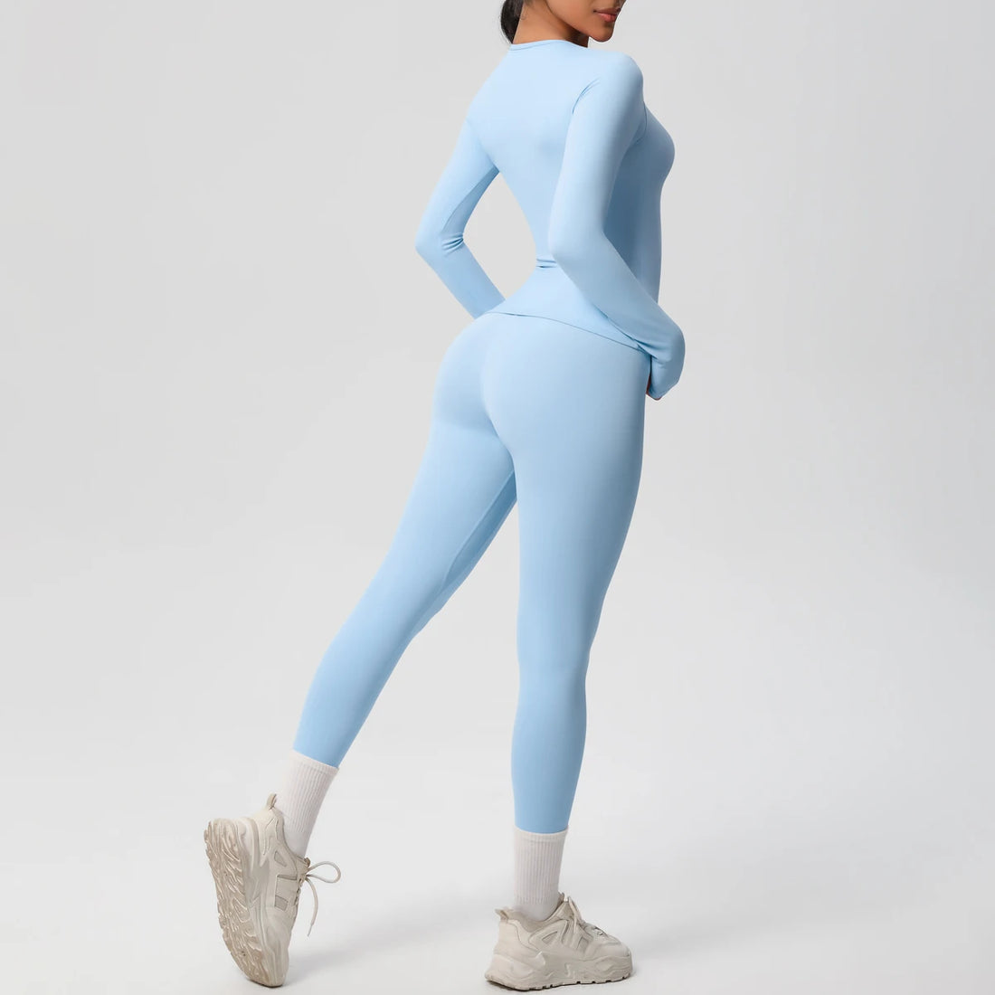 2 PCS Sportswear Yoga Set Gym Clothes Yoga Suits For Women Fitness Set Tracksuits Sports Long Sleeve Crop Top Gym Leggings