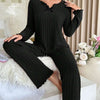 Women Autumn Winter Sleepwear Ribbed Pajamas Set Long Sleeve Top and Long Pants 2 Piece Set Casual Homewear Loungewear