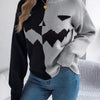 Halloween Women's Contrast Color Pumpkin Pattern Sweaters 2025 Autumn Winter Casual Round Neck Long Sleeve Knitted Pullover