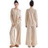 Women 2 Piece Outfits Sweater Sets Long Sleeve Knitted Pullover Tops And Wide Leg Pants Autumn Winter Loose Tracksuit Sweatsuit