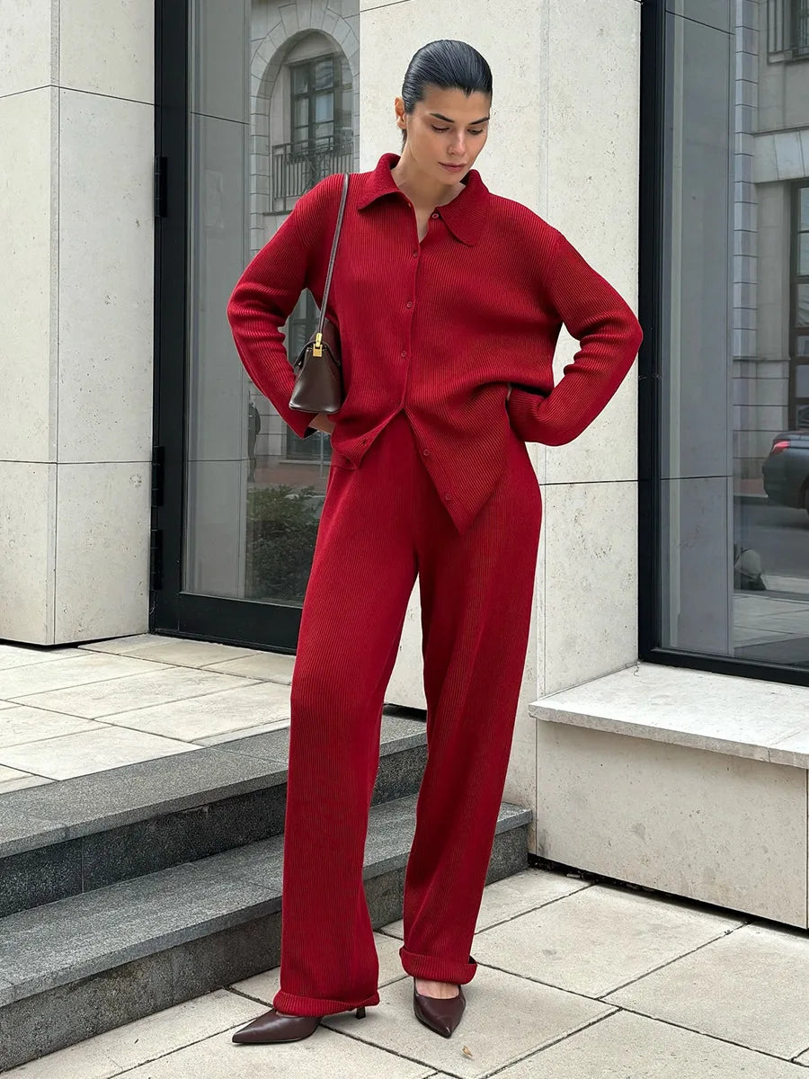 Bornladies Autumn Winter New Knit Cardigan Pants Set Loose Two Piece Casual Sweater Suit Women Thick Warm Soft Knitted Outfit