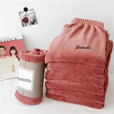 Thiened Coral Fce Home Clothes Spwear ex Winter Warm Loose Fit Home Leisure Suit for Teens Kids Middle-Aged And E...