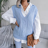 New Fashion Women Knitted Sweater Vest Casual Solid Color Sleeveless Tops Warm Soft Undershirt Loose Pullover Blue Grey