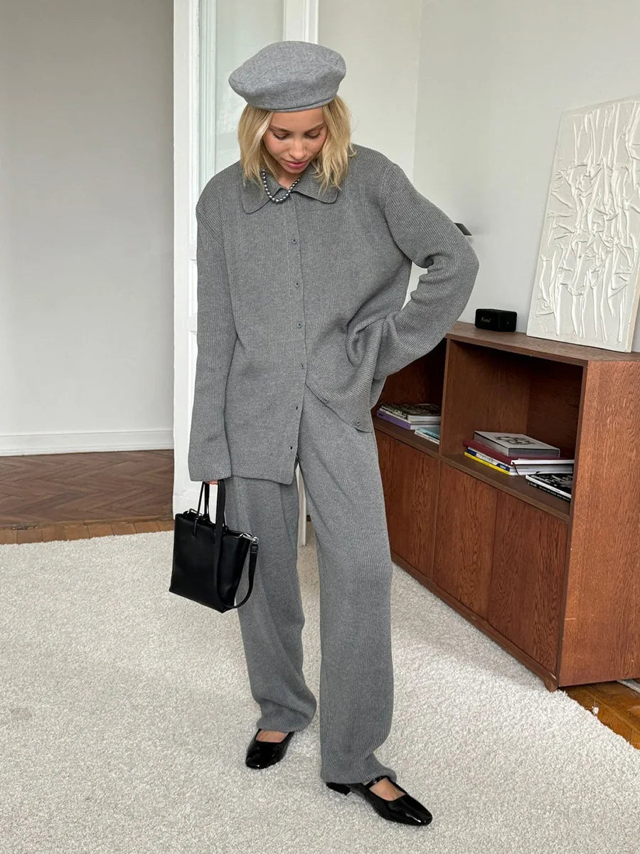 Bornladies Autumn Winter New Knit Cardigan Pants Set Loose Two Piece Casual Sweater Suit Women Thick Warm Soft Knitted Outfit